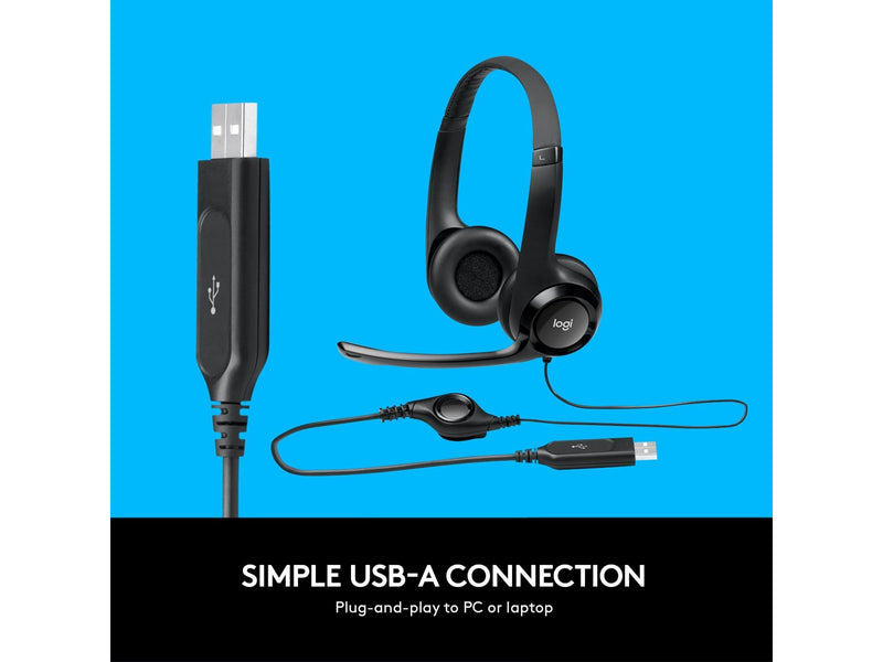 Logitech H390 USB Computer Headset - Black