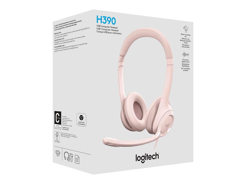 Logitech H390 USB Computer Headset - Rose