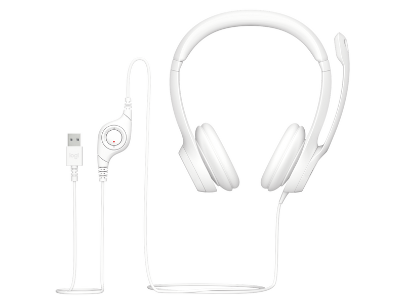 Logitech H390 USB Computer Headset - White