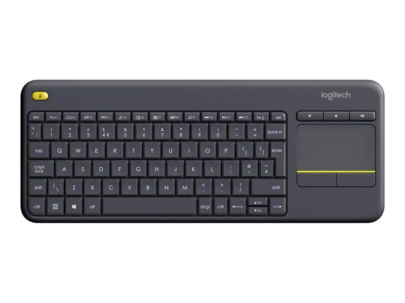 Logitech K400 Plus Ergonomic Wireless Touch - Tastatur - Belgien - Schwarz