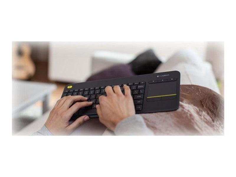 Logitech K400 Plus Ergonomic Wireless Touch - Tastatur - Englisch (US) - Schwarz