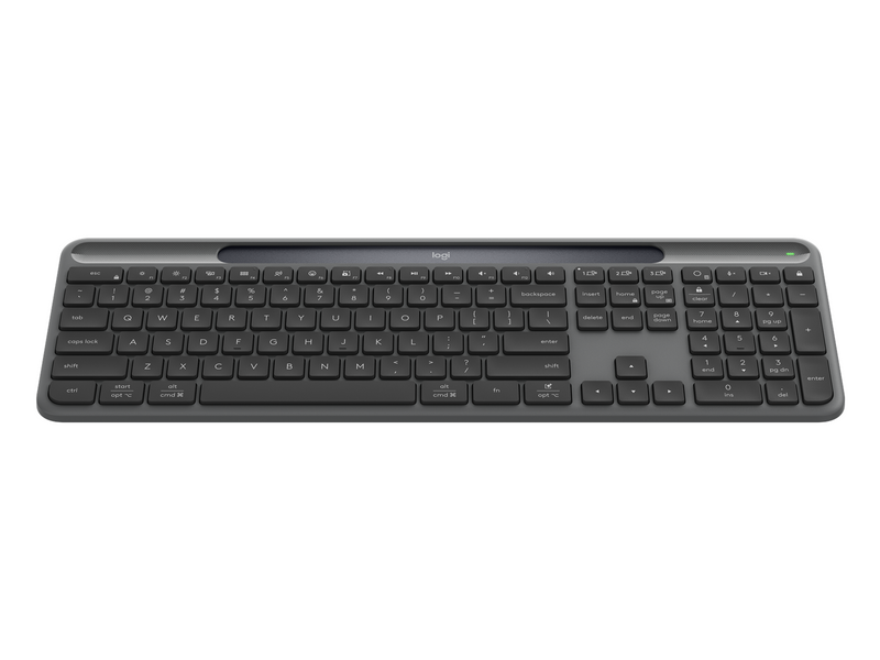 Logitech K980 Signature Slim Solar+ Wireless - Tastatur - Full-Size - Dänisch/Norwegisch/Schwedisch/Finnisch - Grau