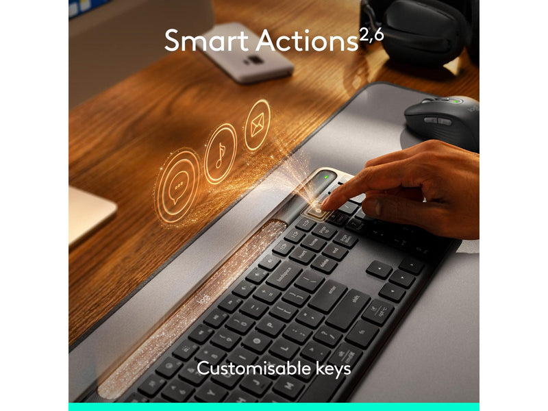 Logitech K980 Signature Slim Solar+ Wireless - Tastatur - Full-Size - Dänisch/Norwegisch/Schwedisch/Finnisch - Grau