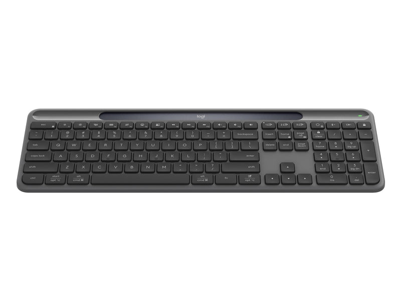 Logitech K980 Signature Slim Solar+ Wireless - Tastatur - Full-Size - Dänisch/Norwegisch/Schwedisch/Finnisch - Grau