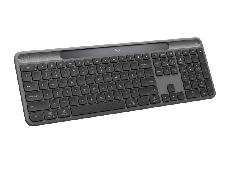 Logitech K980 Signature Slim Solar+ Wireless - Tastatur - Full-Size - Englisch (US) - Grau