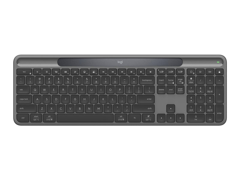 Logitech K980 Signature Slim Solar+ Wireless - Tastatur - Full-Size - Englisch (US) - Grau