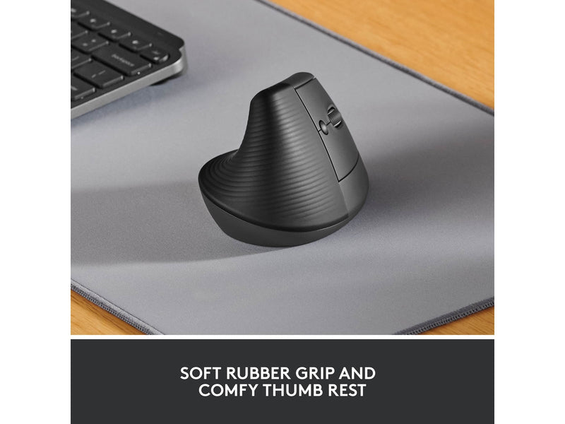 Logitech Lift Left Vertical - Graphite - Ergonomische Maus (Schwarz)