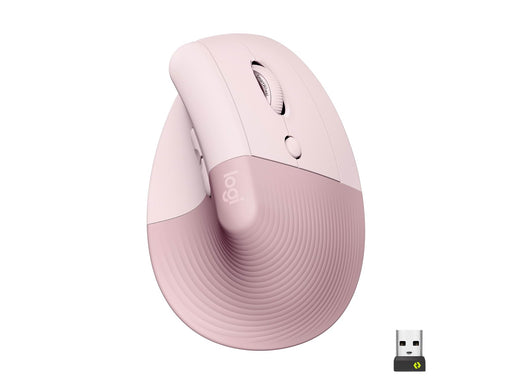 Logitech Lift Right Vertical - Rose - Ergonomische Maus (Rot)
