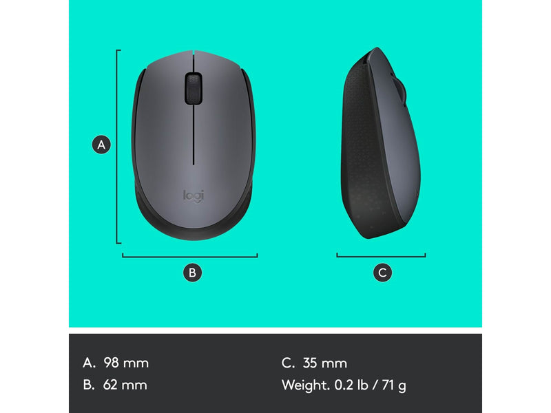 Logitech M170 Wireless Mouse - Grey - Maus (Schwarz)