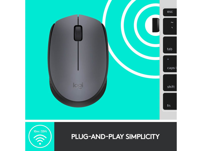 Logitech M170 Wireless Mouse - Grey - Maus (Schwarz)