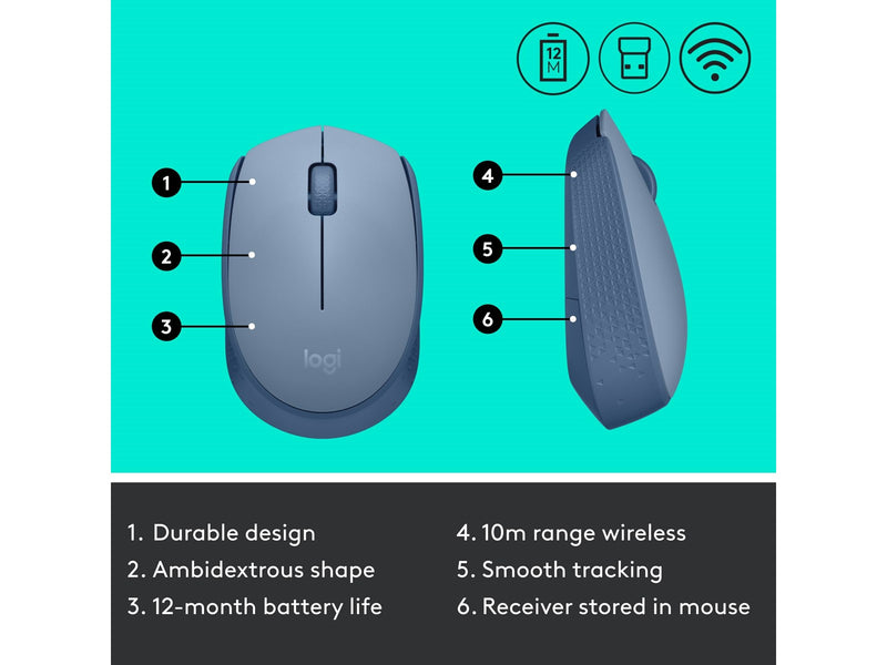 Logitech M171 Wireless - Maus (Blau)