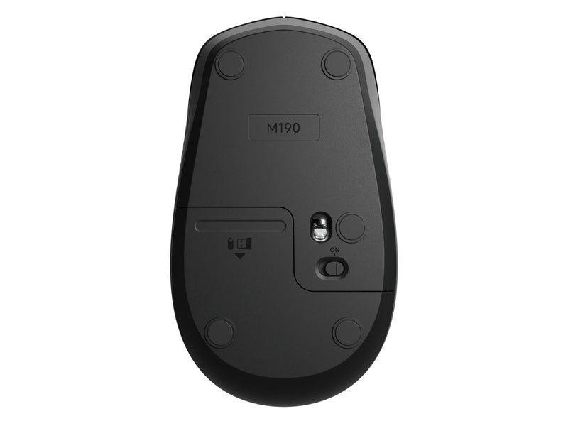 Logitech M190 Full-size Wireless Optical PC Mouse - Charcoal - Maus (Schwarz)