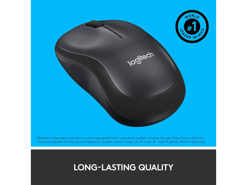 Logitech M220 Silent Wireless PC Mouse - Maus (Schwarz)