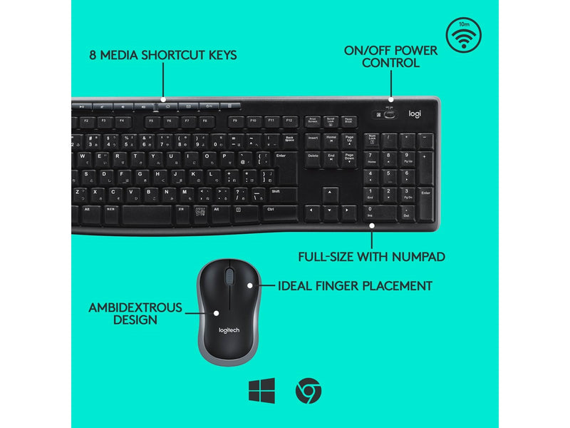 Logitech MK270 Wireless Keyboard and Mouse Combo - US International - Tastatur & Maus Set - Englisch (US) - Schwarz