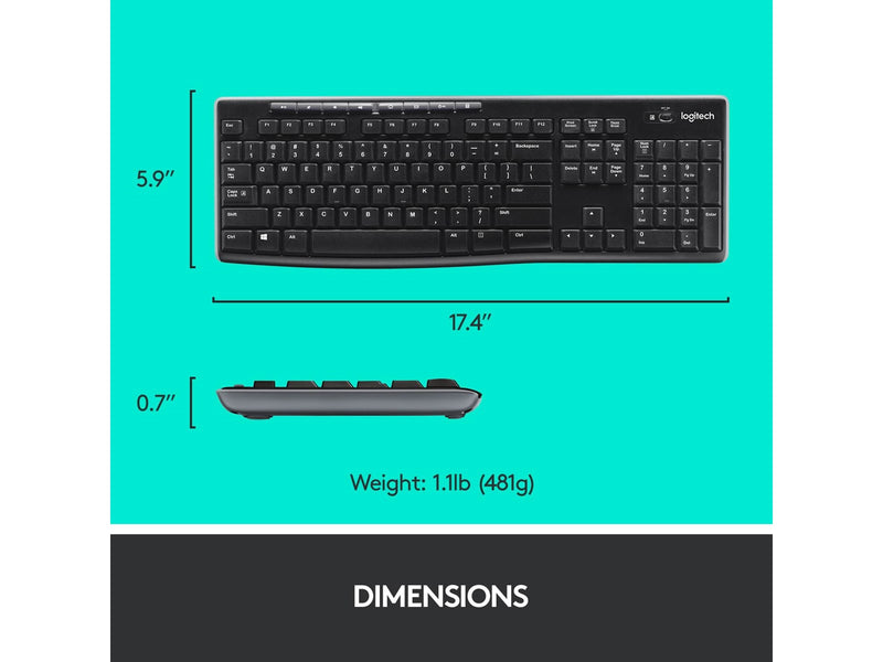 Logitech MK270 Wireless Keyboard and Mouse Combo - US International - Tastatur & Maus Set - Englisch (US) - Schwarz