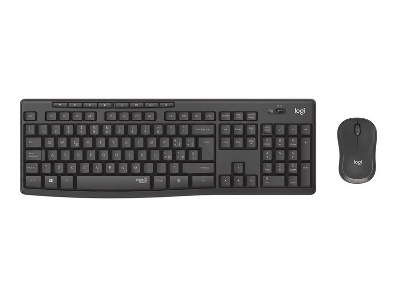 Logitech MK295 Silent - keyboard and mouse set - French - graphite - Tastatur & Maus Set - Französisch - Schwarz