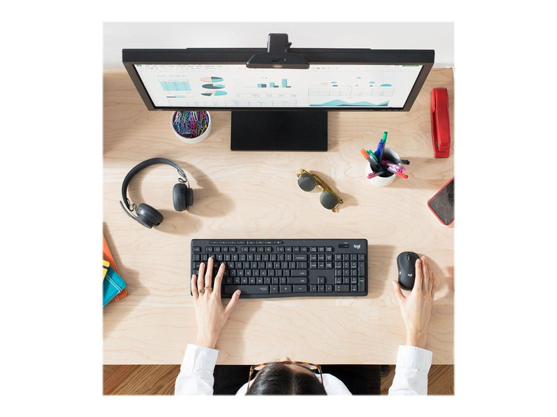 Logitech MK295 Silent - keyboard and mouse set - French - graphite - Tastatur & Maus Set - Französisch - Schwarz