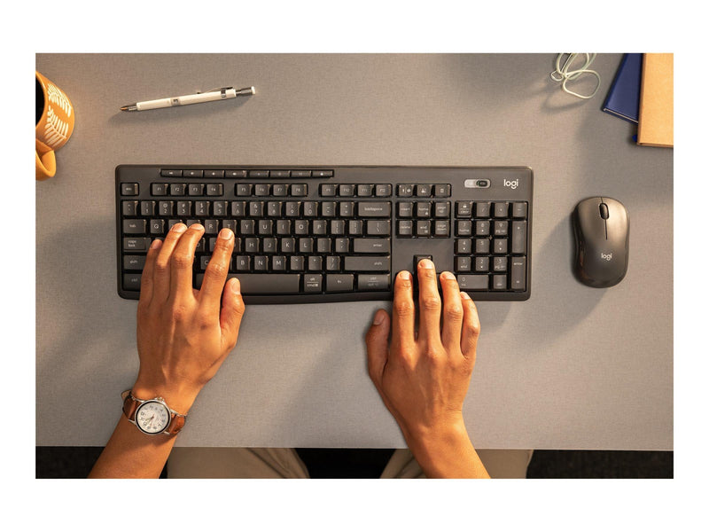 Logitech MK370 Combo for Business - keyboard and mouse set - AZERTY - Belgium - graphite Input Device - Tastatur & Maus Set - Belgien - Schwarz