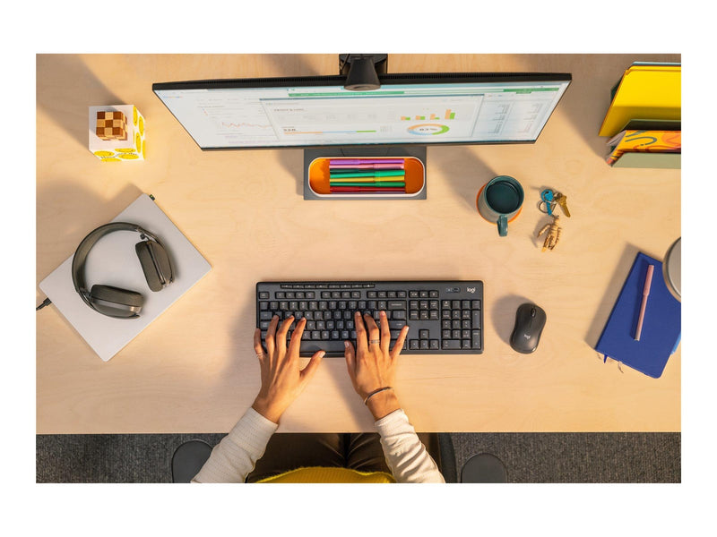 Logitech MK370 Combo for Business - keyboard and mouse set - AZERTY - Belgium - graphite Input Device - Tastatur & Maus Set - Belgien - Schwarz