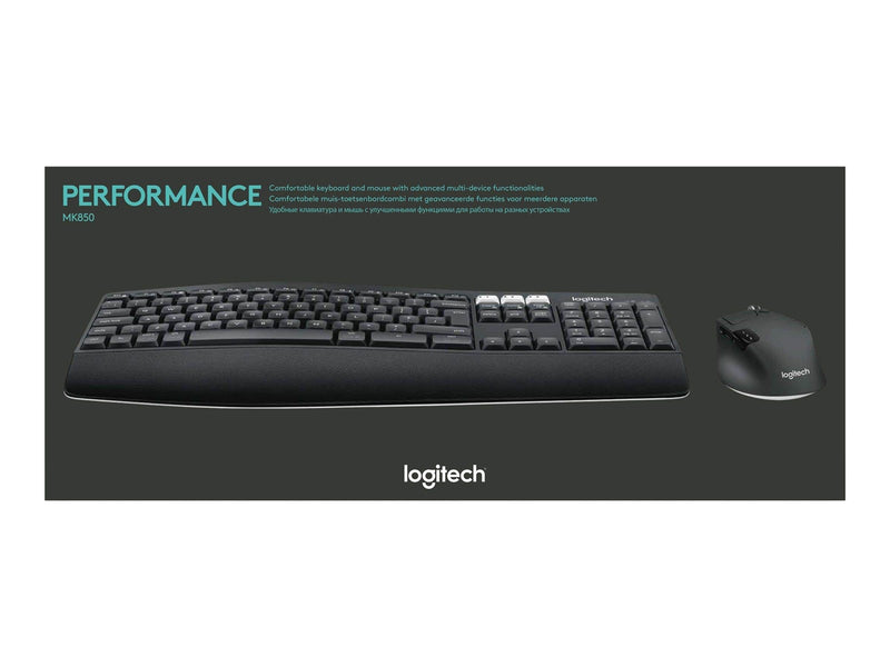 Logitech MK850 Performance - keyboard and mouse set - AZERTY - French - Tastatur & Maus Set - Französisch - Schwarz