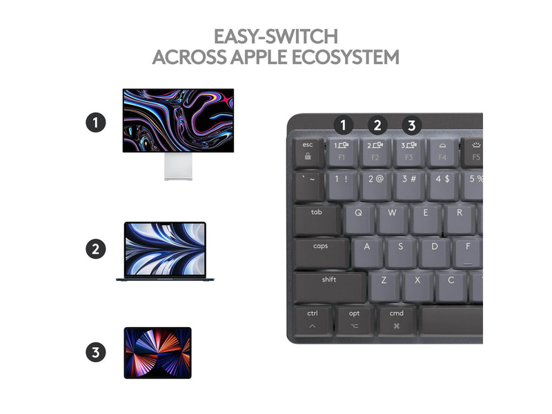Logitech MX Mechanical Mini for Mac - Minimalist Wireless Illuminated Performance Keyboard Space Grey - US - Tastatur - Englisch (US) - Schwarz