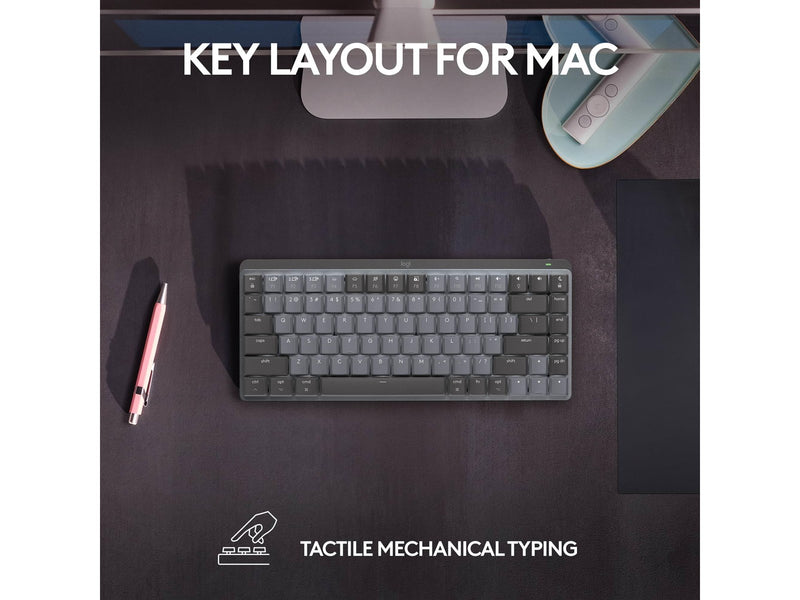 Logitech MX Mechanical Mini for Mac - Minimalist Wireless Illuminated Performance Keyboard Space Grey - US - Tastatur - Englisch (US) - Schwarz