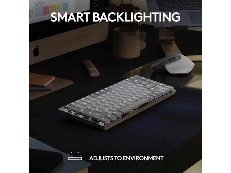 Logitech MX Mechanical Mini for Mac - Minimalist Wireless Illuminated Performance Keyboard Space Grey - US - Tastatur - Englisch (US) - Schwarz