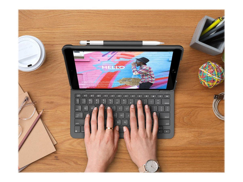 Logitech Slim Folio iPad 10.2" (7th gen) - DE - Tastatur & Folio-Set - Deutsch - Grau