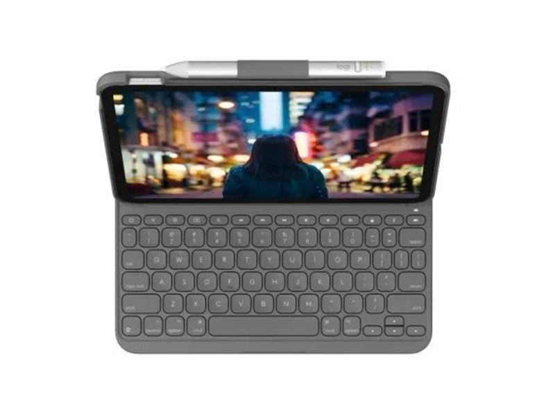 Logitech Slim Folio - keyboard and folio case - QWERTY - UK - oxford grey - Tastatur & Folio-Set - Englisch (UK) - Grau