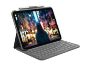 Logitech Slim Folio - keyboard and folio case - QWERTZ - German - oxford grey - Tastatur & Folio-Set - Deutsch - Grau