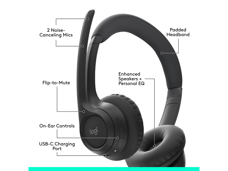 Logitech Zone 300 Wireless Headset - Schwarz