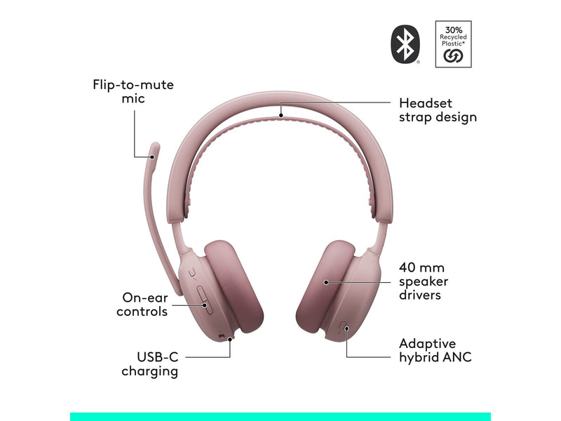Logitech Zone Wireless 2 ES - Rose