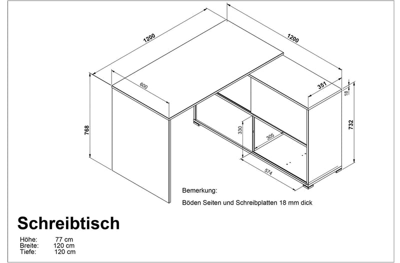 GERMANIA GW-SLIDE Schreibtisch 4036-161 - Anthrazit/Sonoma-Eiche