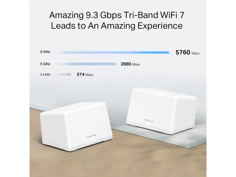 MERCUSYS Halo H47BE (2-pack) BE9300 Whole Home Mesh Wi-Fi 7 System - Mesh router 802.11a/b/g/n/ac/ax/be (Wi-Fi 7)