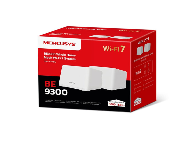 MERCUSYS Halo H47BE (2-pack) BE9300 Whole Home Mesh Wi-Fi 7 System - Mesh router 802.11a/b/g/n/ac/ax/be (Wi-Fi 7)