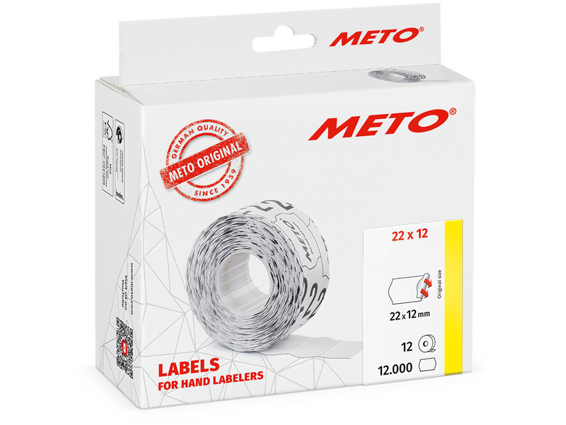 METO Price labels 22x12 white 12 rls/1000