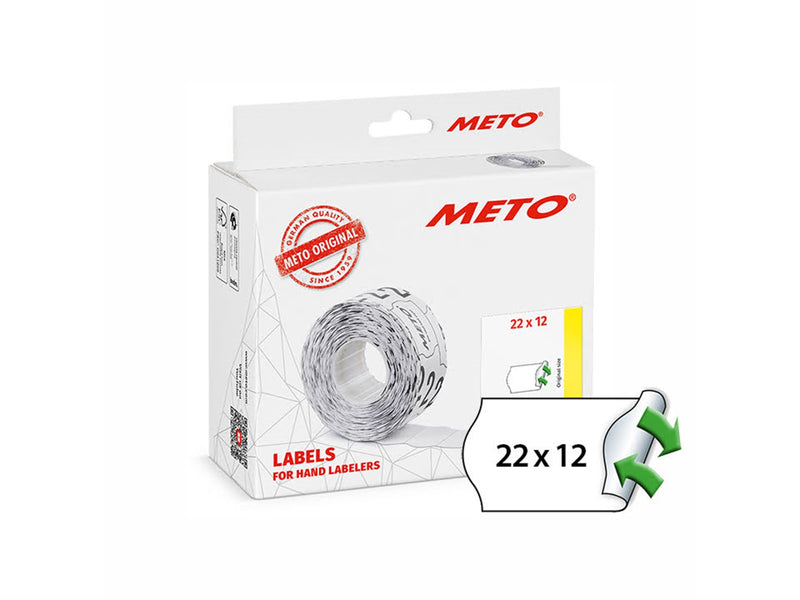 METO Price labels 22x12 white remov.12 rls/1000