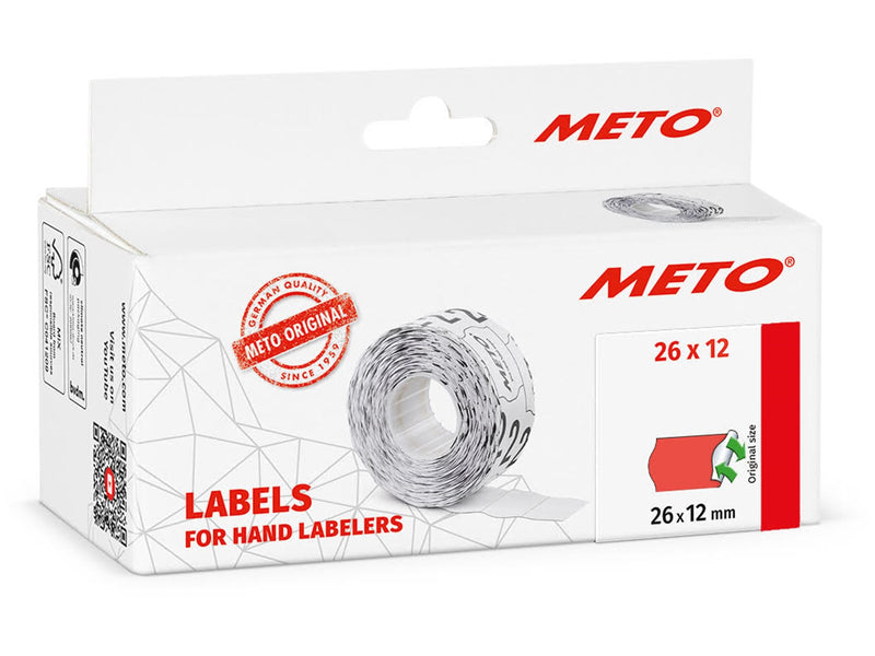 METO Price labels 26x12 flour red remov.6 rls/1000