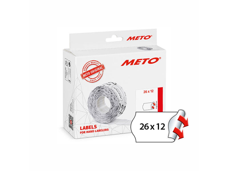 METO Price labels 26x12 white 12 rls/1000