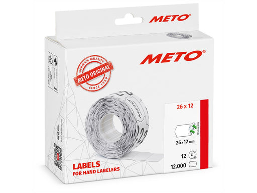 METO Price labels 26x12 white remov.12 rls/1000