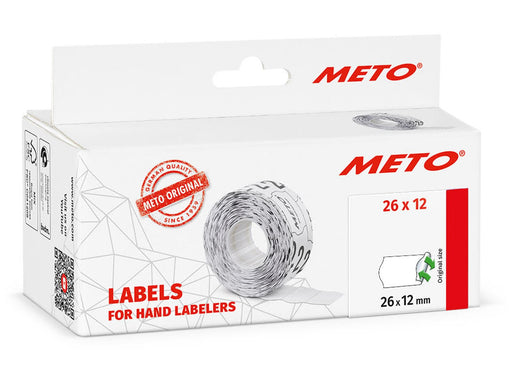 METO Price labels 26x12 white remov.6 rls/1000