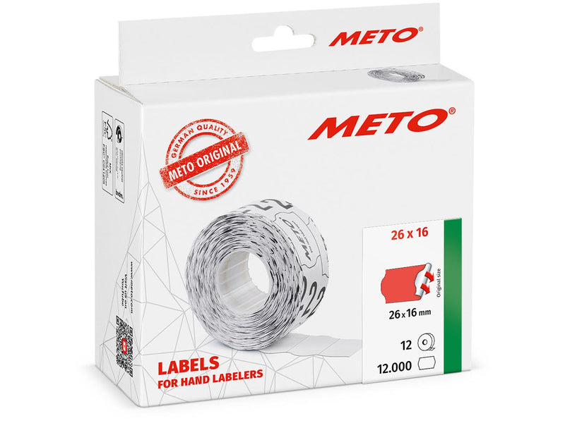 METO Price labels 26x16 flour red 12 rls/1000