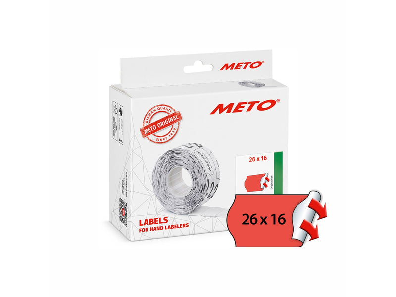 METO Price labels 26x16 flour red 12 rls/1000