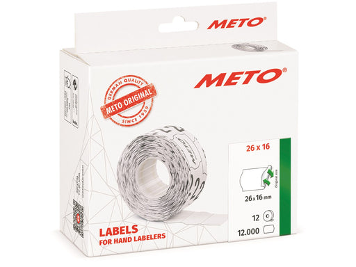 METO Price labels 26x16 white remov.12 rls/1000