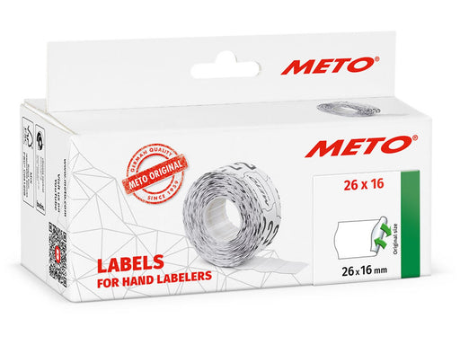 METO Price labels 26x16 white remov.6 rls/1000