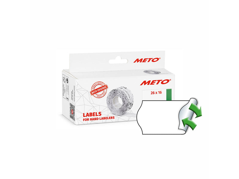 METO Price labels 26x16 white remov.6 rls/1000