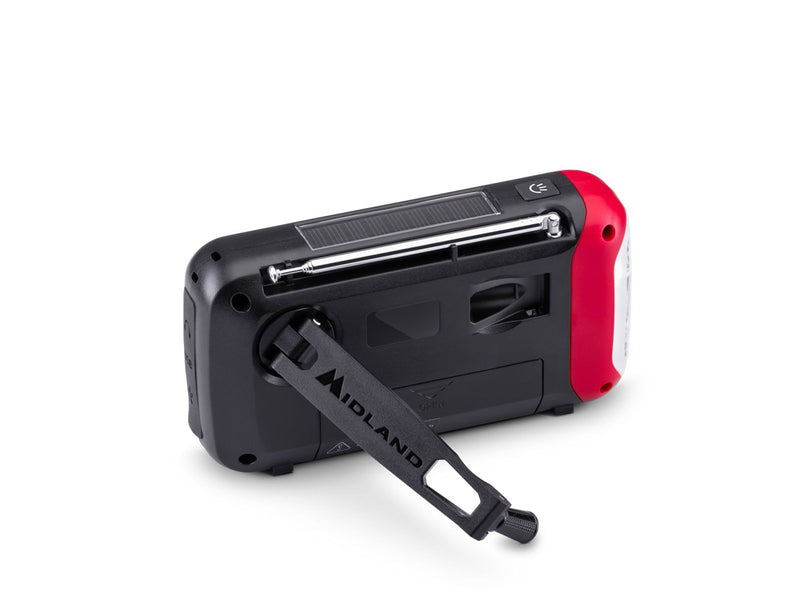 MIDLAND ER250 BT Emergency Bluetooth Radio - Solar - Dynamo - 130 Lumens Flashlight - 2600mAh Powerbank - AM/FM - Mono - Rot