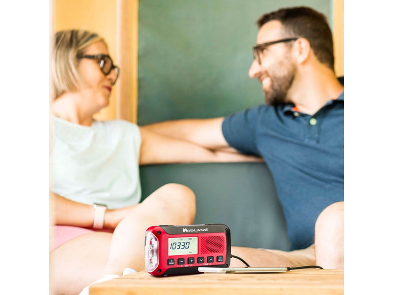 MIDLAND ER250 BT Emergency Bluetooth Radio - Solar - Dynamo - 130 Lumens Flashlight - 2600mAh Powerbank - AM/FM - Mono - Rot
