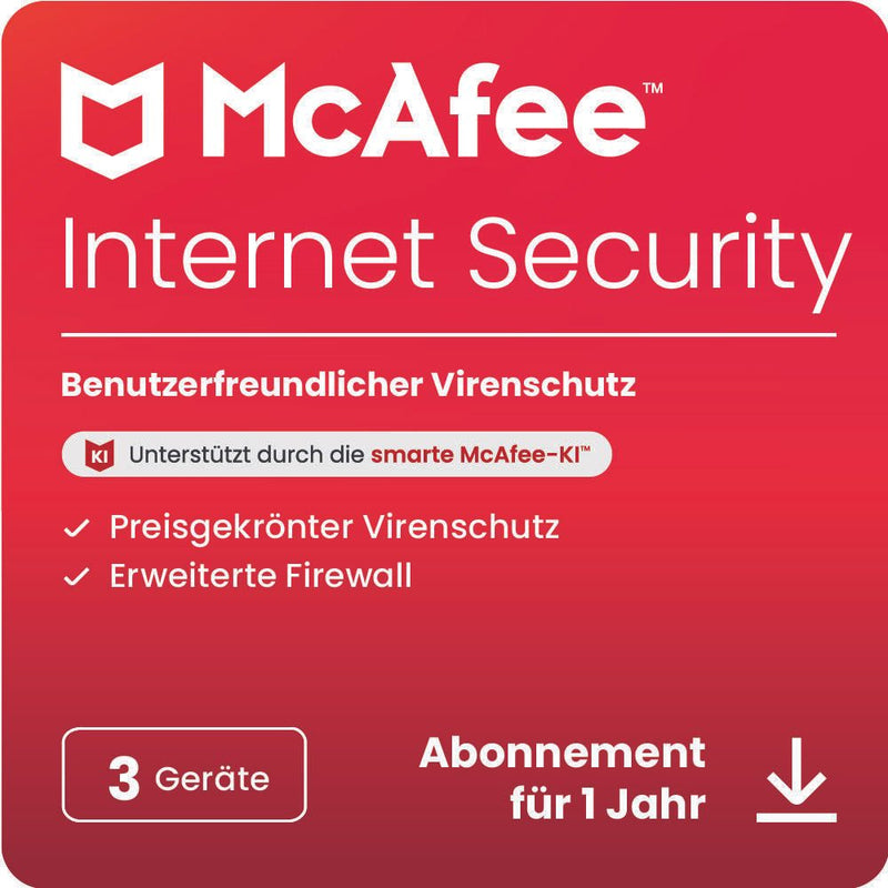 McAfee Internet Security - Abonnement-Lizenz (1 Jahr) - 3 Geräte - Download - Win, Mac, Android, iOS - Deutsch