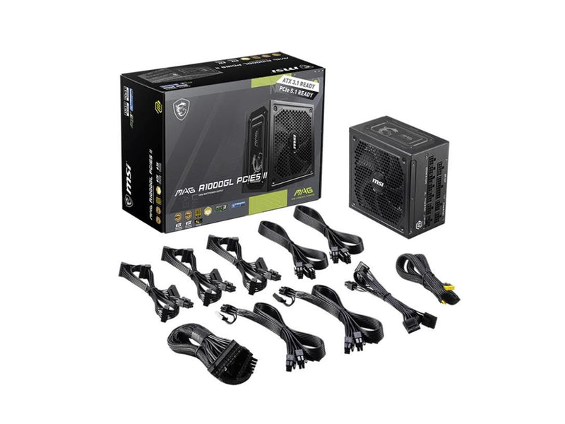 MSI MAG A1000GL PCIE5 II Netzteile - 1000 Watt - 135 mm - ATX 3.1 - 80 Plus Gold zertifiziert
